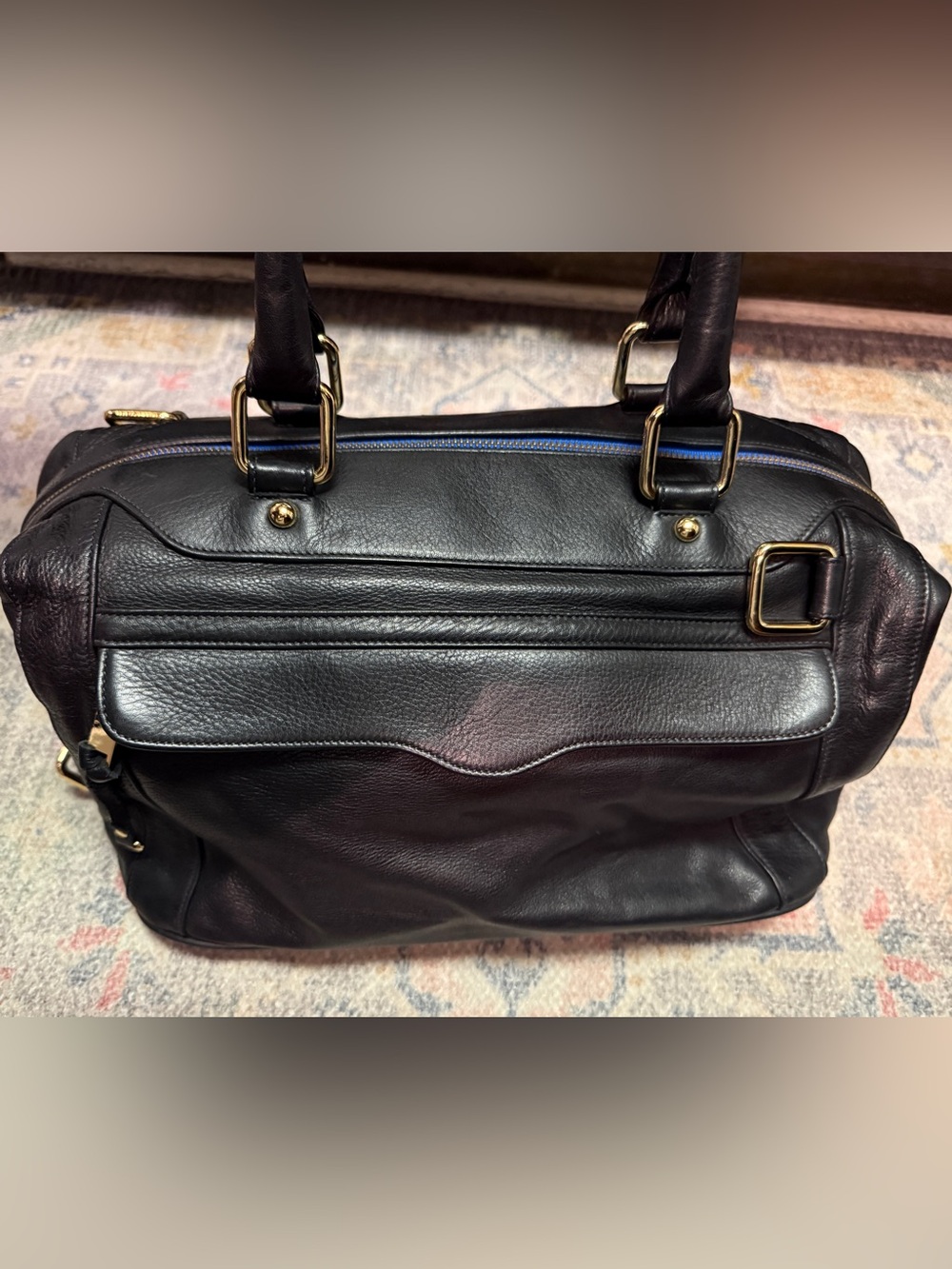 Rebecca Minkoff First Edition Black Leather MAB with Gold Hardware- GUC